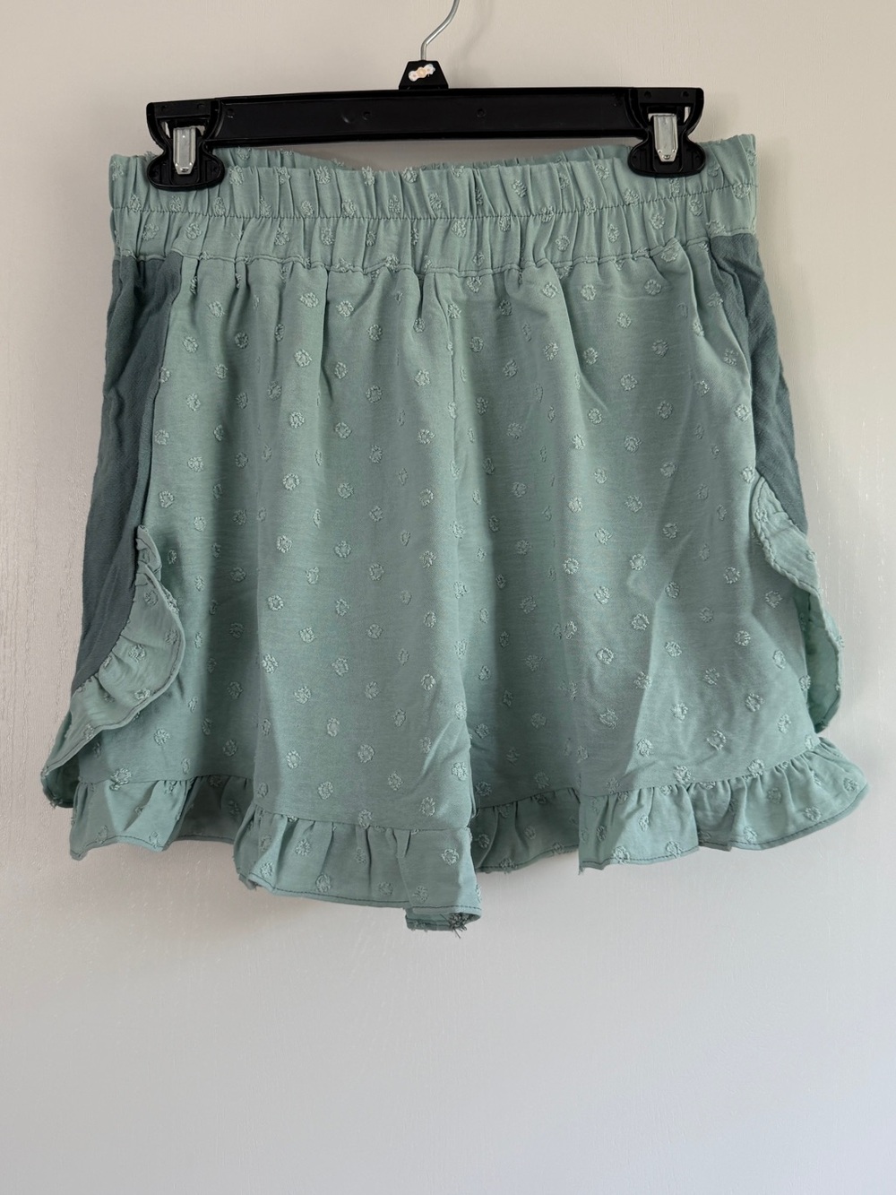 Umgee Sage Green Ruffle-Hem Embroidered Skort